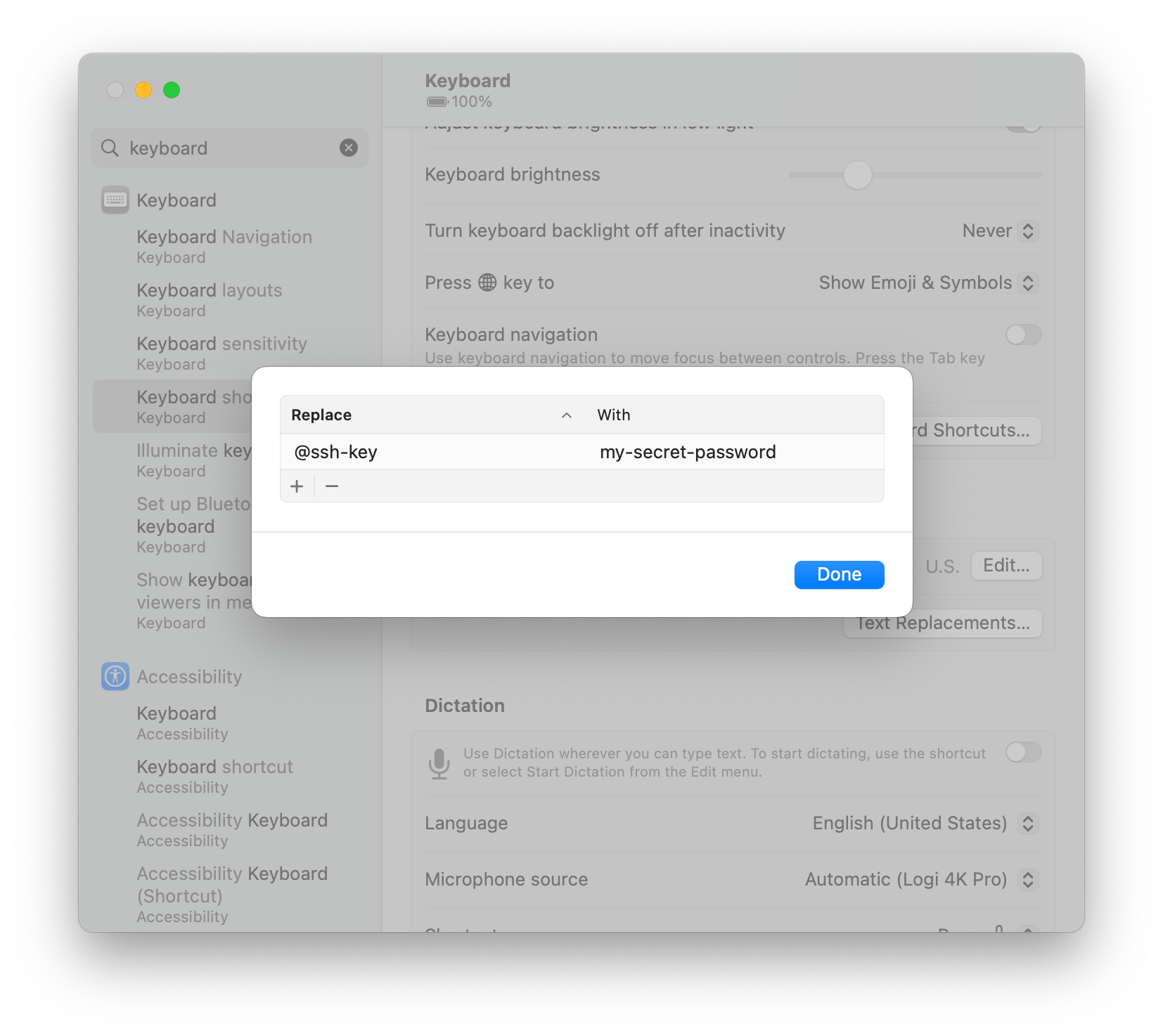 macOS Text Replacements